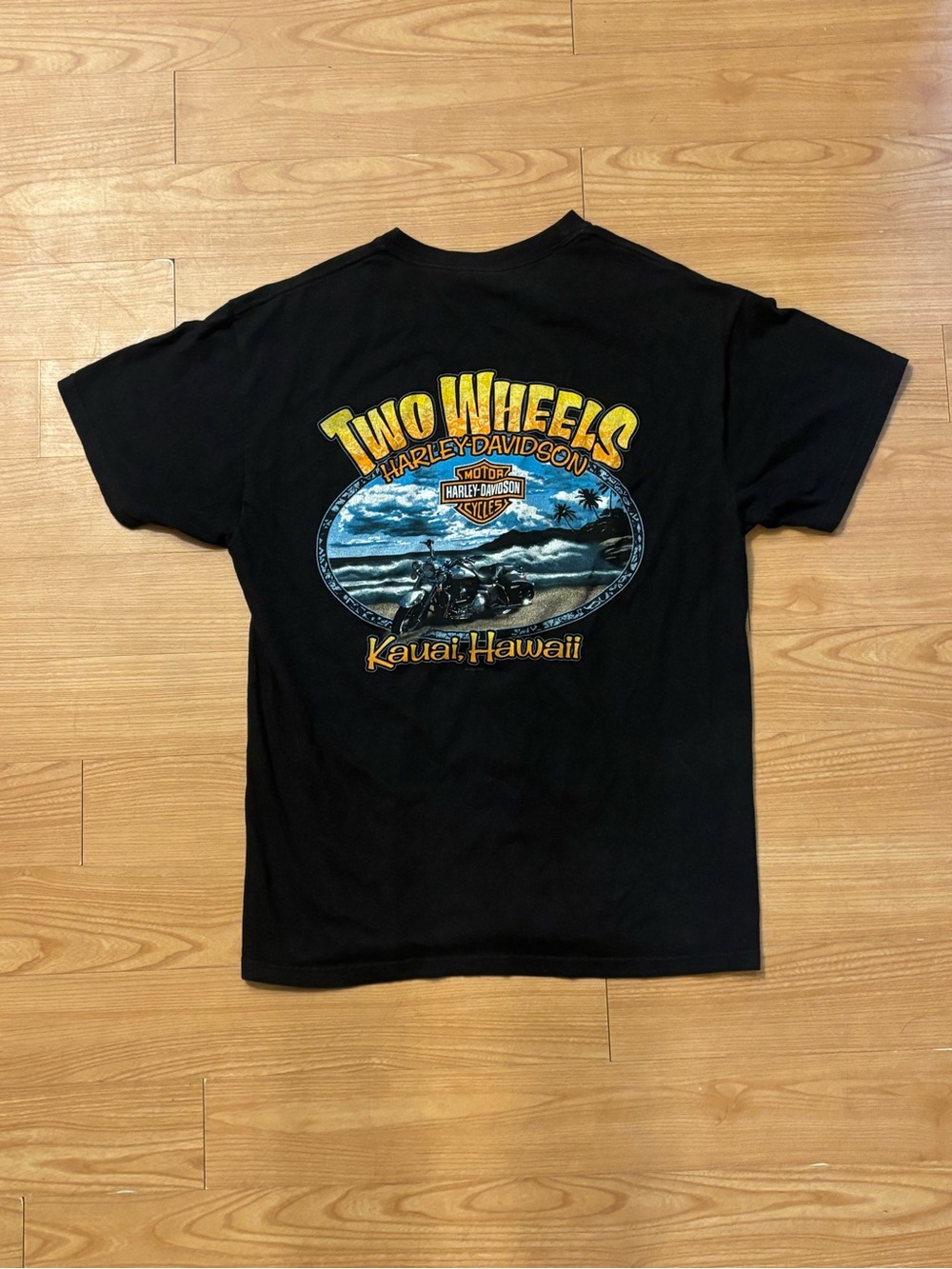 Harley-Davidson Black Short Sleeve 'Two Wheels' Kauai Graphic Tee